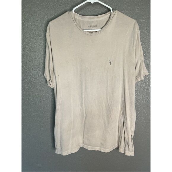 ALL SAINTS Mens‎ SZ XXL Muse Short Sleeve Crew T-shirt Tan Cotton Casual - Picture 1 of 8